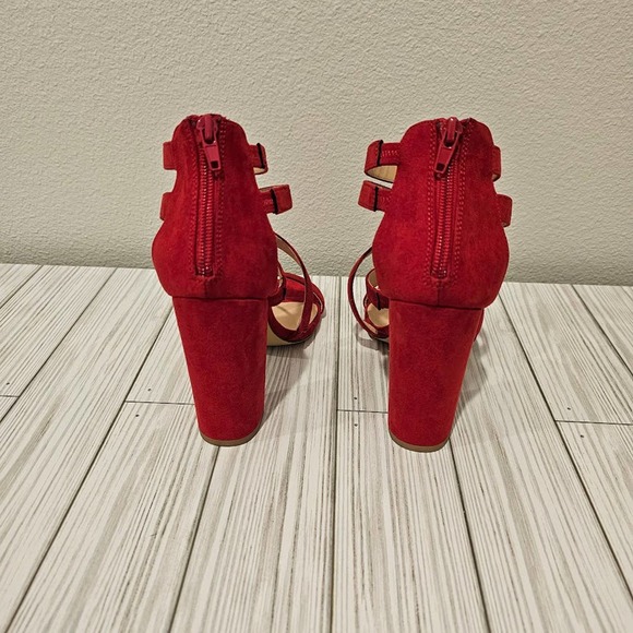 Penny Loves Kenny Bright Red Strappy Heels- Women's 7.5 - Picture 4 of 5